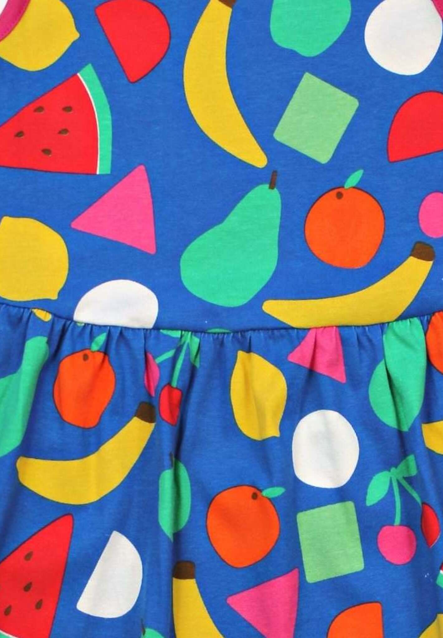 Organic Cotton Kids Summer Dress with Vibrant Fruit Print - Watermelon, Banana, Lemon, Apples, Pears - Toby Tiger Design by Toby Tiger at brixbailey.com