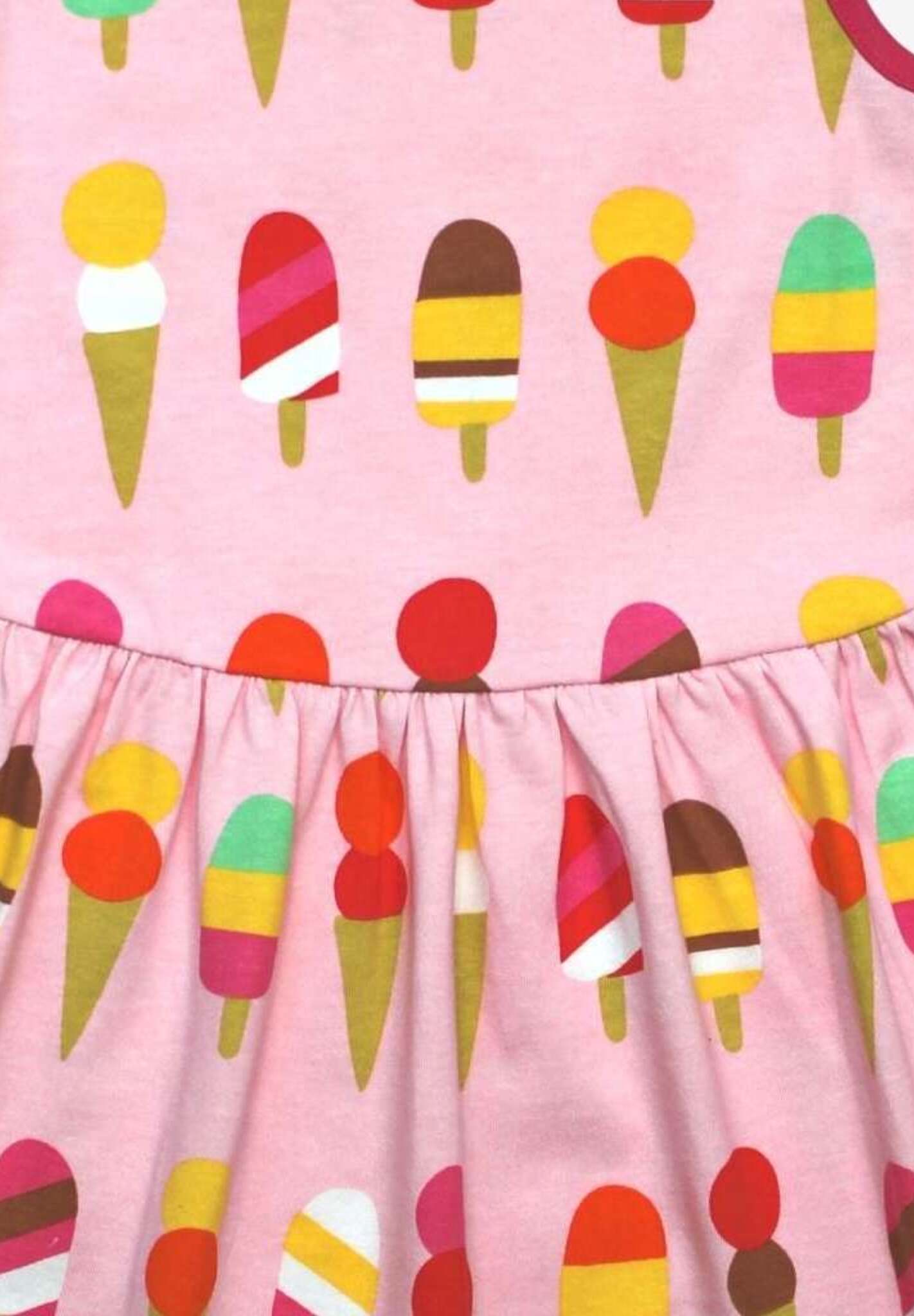 Organic Cotton Summer Dress for Kids with Ice Cream Print, Full Skirt and Soft Fabric by Toby Tiger by Toby Tiger at brixbailey.com