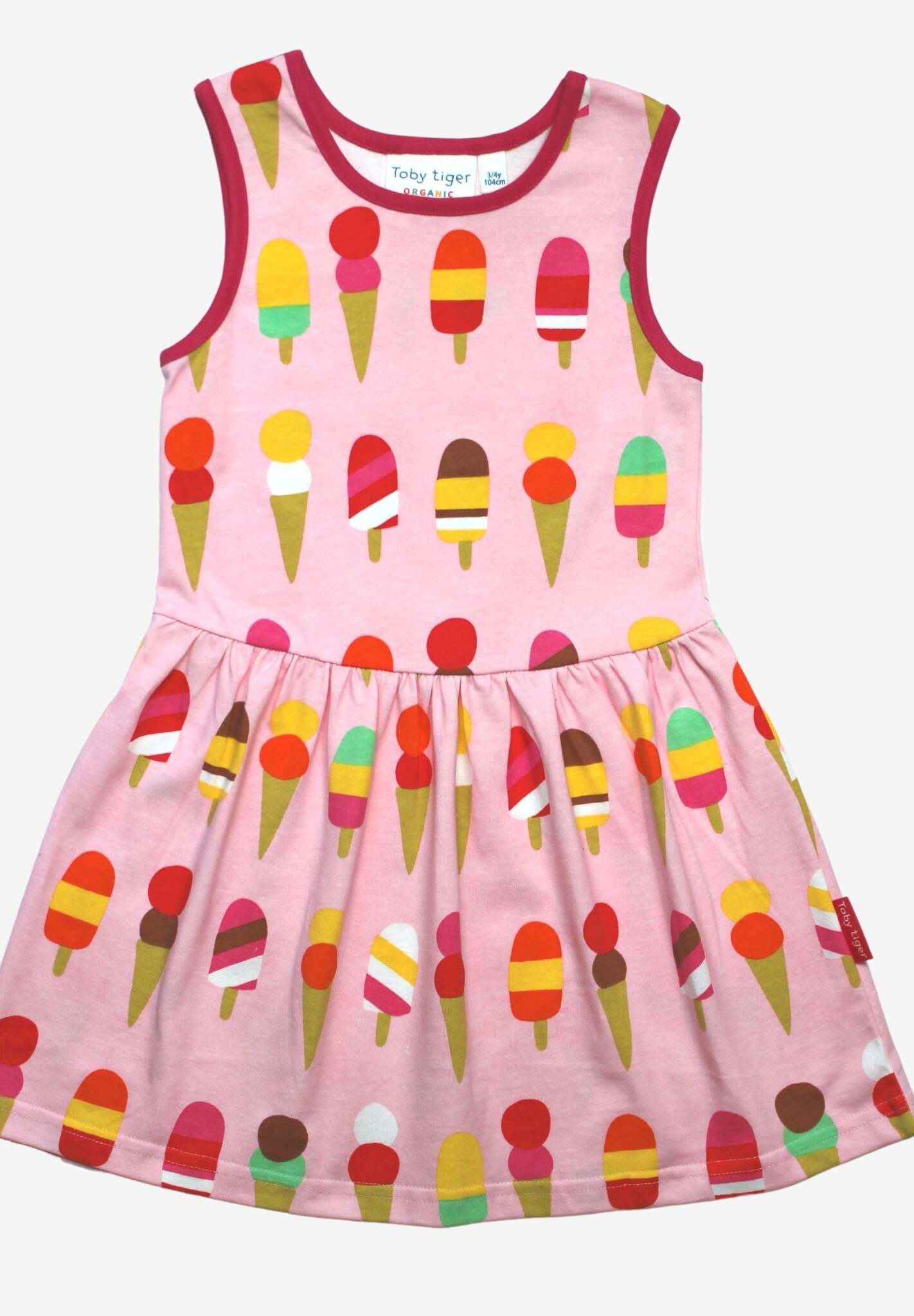 Organic Cotton Summer Dress for Kids with Ice Cream Print, Full Skirt and Soft Fabric by Toby Tiger by Toby Tiger at brixbailey.com