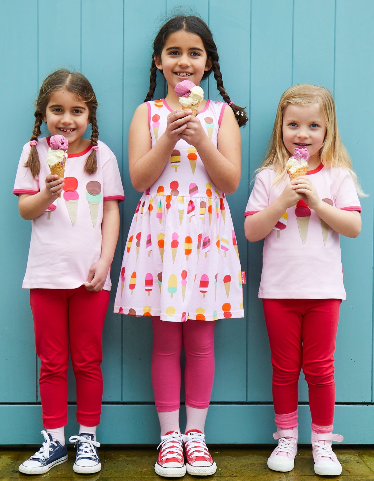 Organic Cotton Summer Dress for Kids with Ice Cream Print, Full Skirt and Soft Fabric by Toby Tiger by Toby Tiger at brixbailey.com