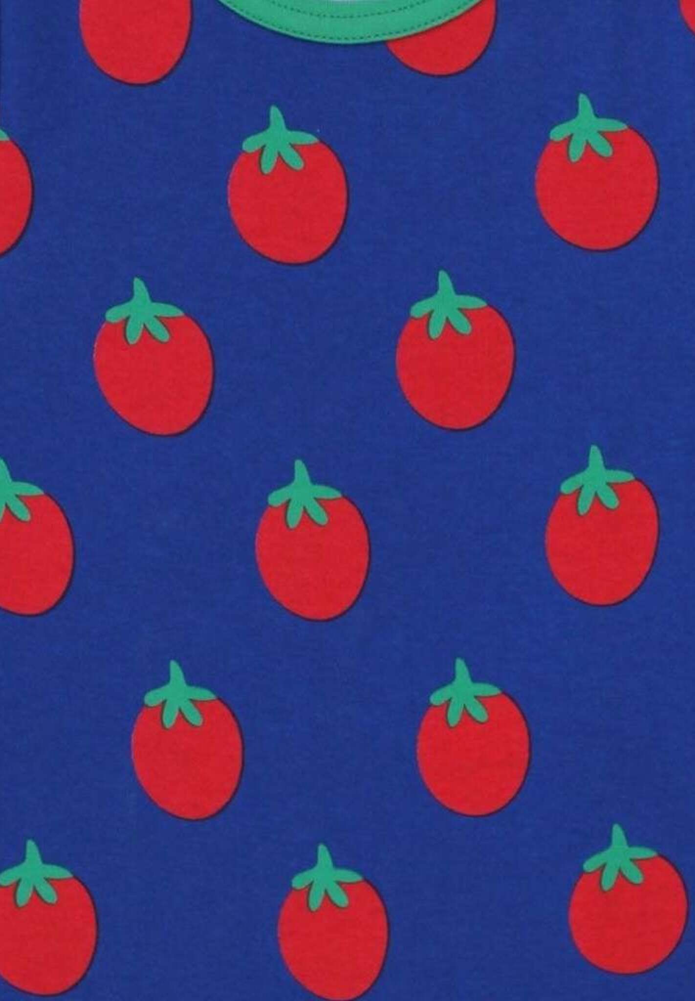 Premium baby tomato print short sleeve T-shirt, soft organic cotton, stylish Toby Tiger design, snap button closure, eco-friendly dyes by Toby Tiger at brixbailey.com