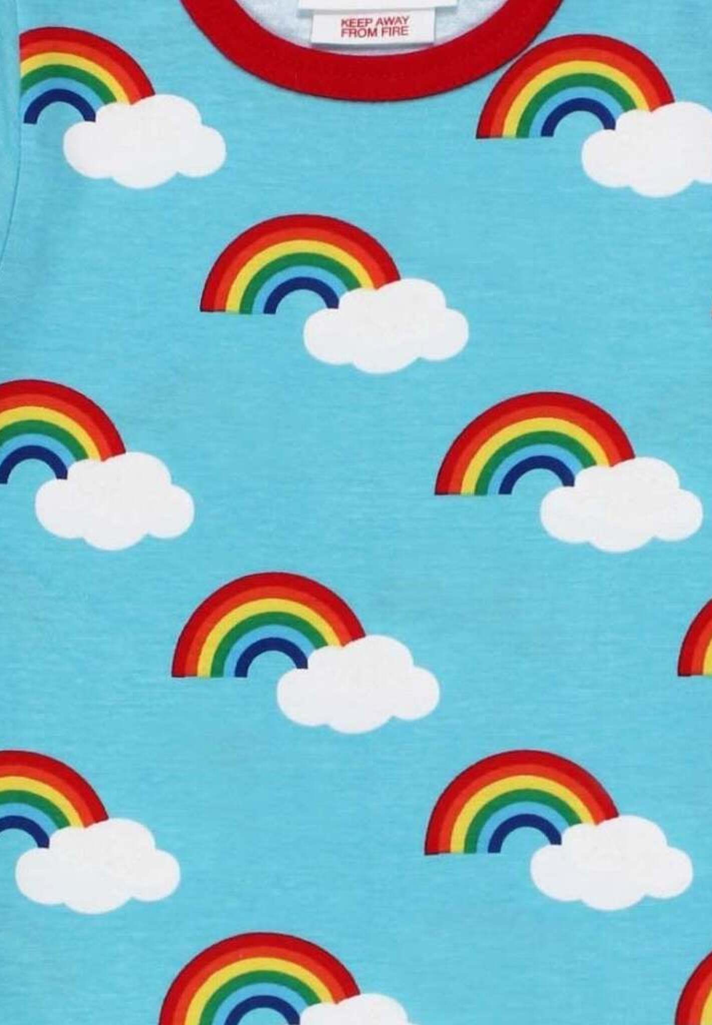 Premium organic cotton kids t-shirt with rainbow print, soft GOTS-certified fabric, stylish colorful trim, snap buttons for easy dressing by Toby Tiger at brixbailey.com