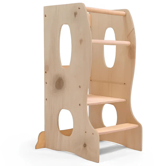 Stable Montessori Tower: Wooden Growing Chair - Beige-0