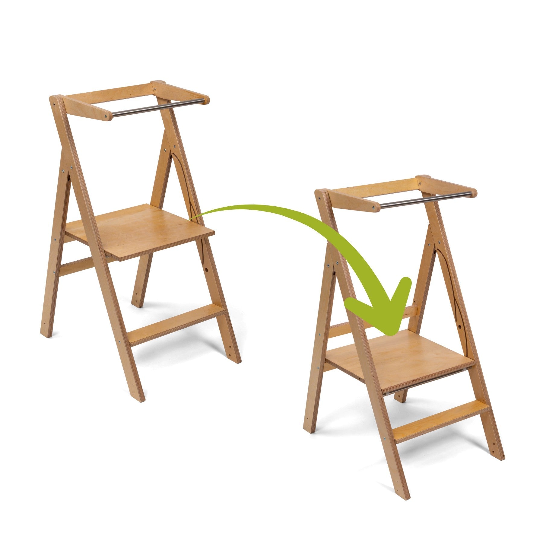 Foldable Helper Tower in Natural Wood