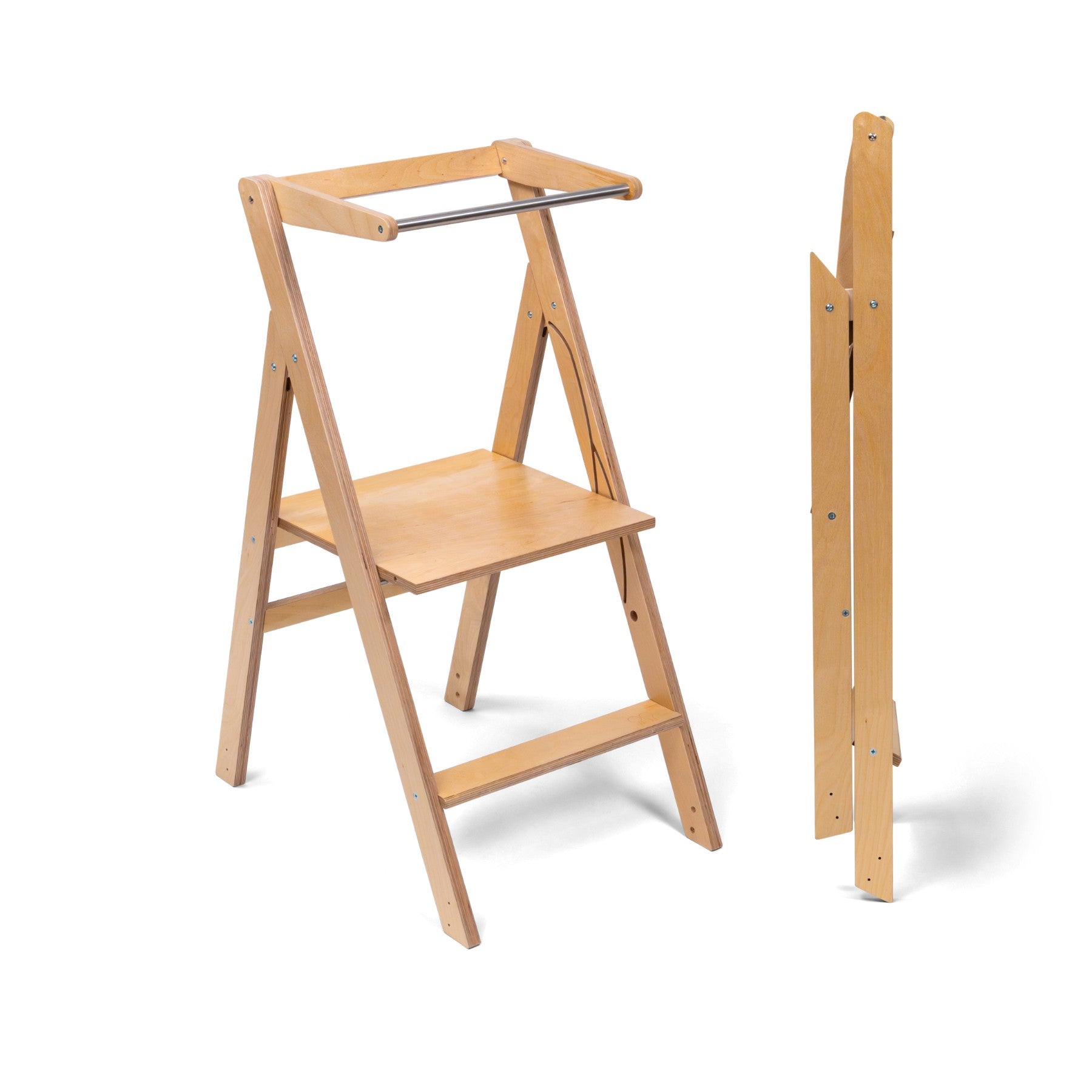 Foldable Helper Tower in Natural Wood
