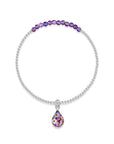 Purple Haze Amethyst Teardrop Stretch Silver Beaded Bracelet