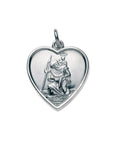 Sterling Silver Heart Pendant – Engraved Saint Christopher Necklace with 20" Chain