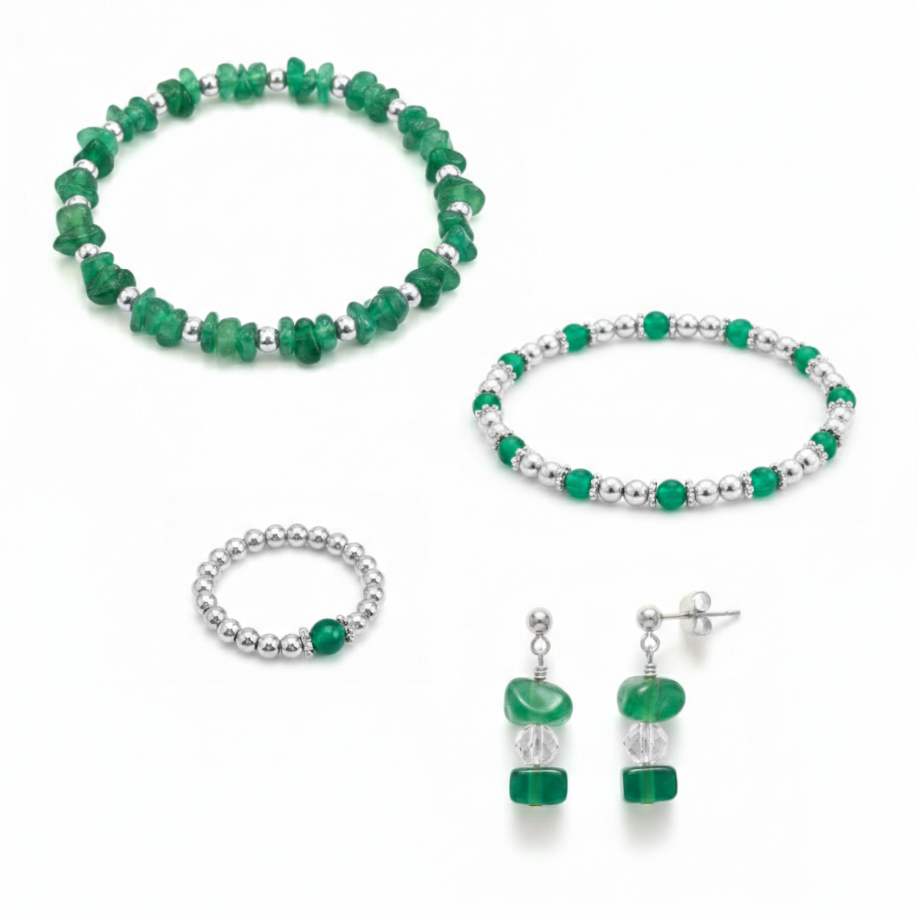 Green Agate Gemstone Jewellery Set