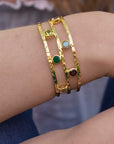 Thalia Gemstone Bangle with Garnet, Peridot, Labradorite & Amethyst