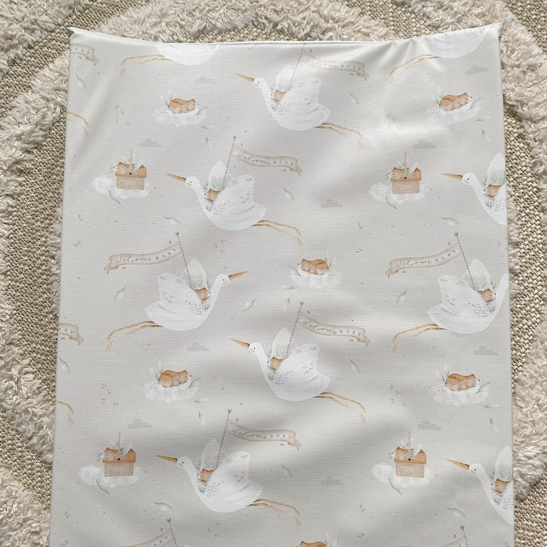 Anti-Roll Wedge Baby Changing Mat - Welcome Baby Print