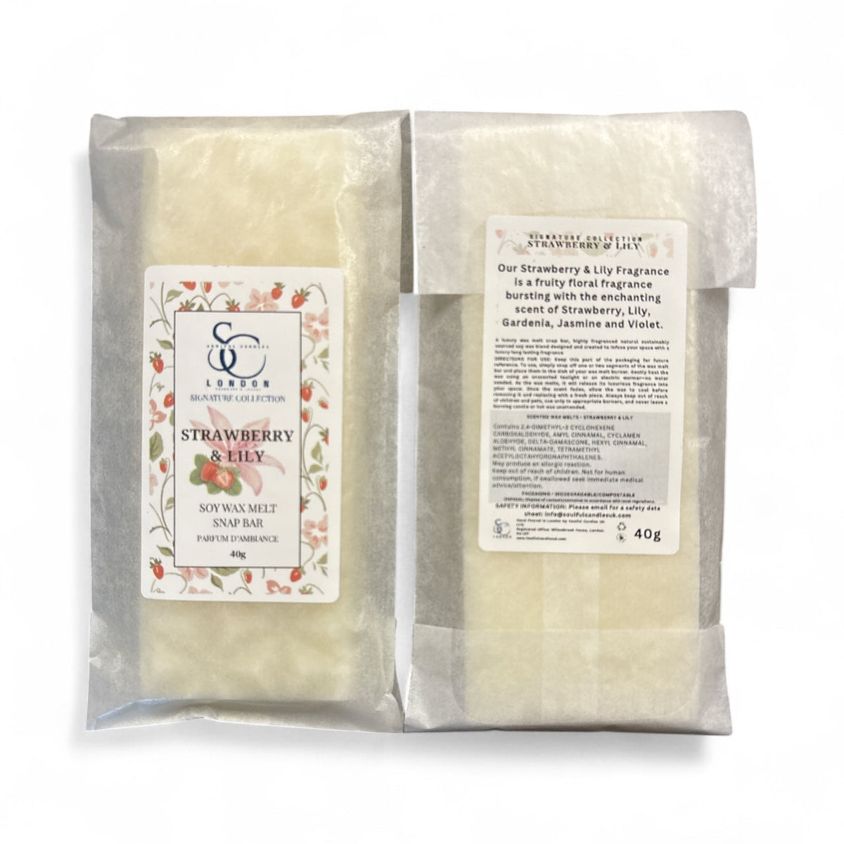 Strawberry &amp; Lily Soy Wax Melt Snap Bar – 40g