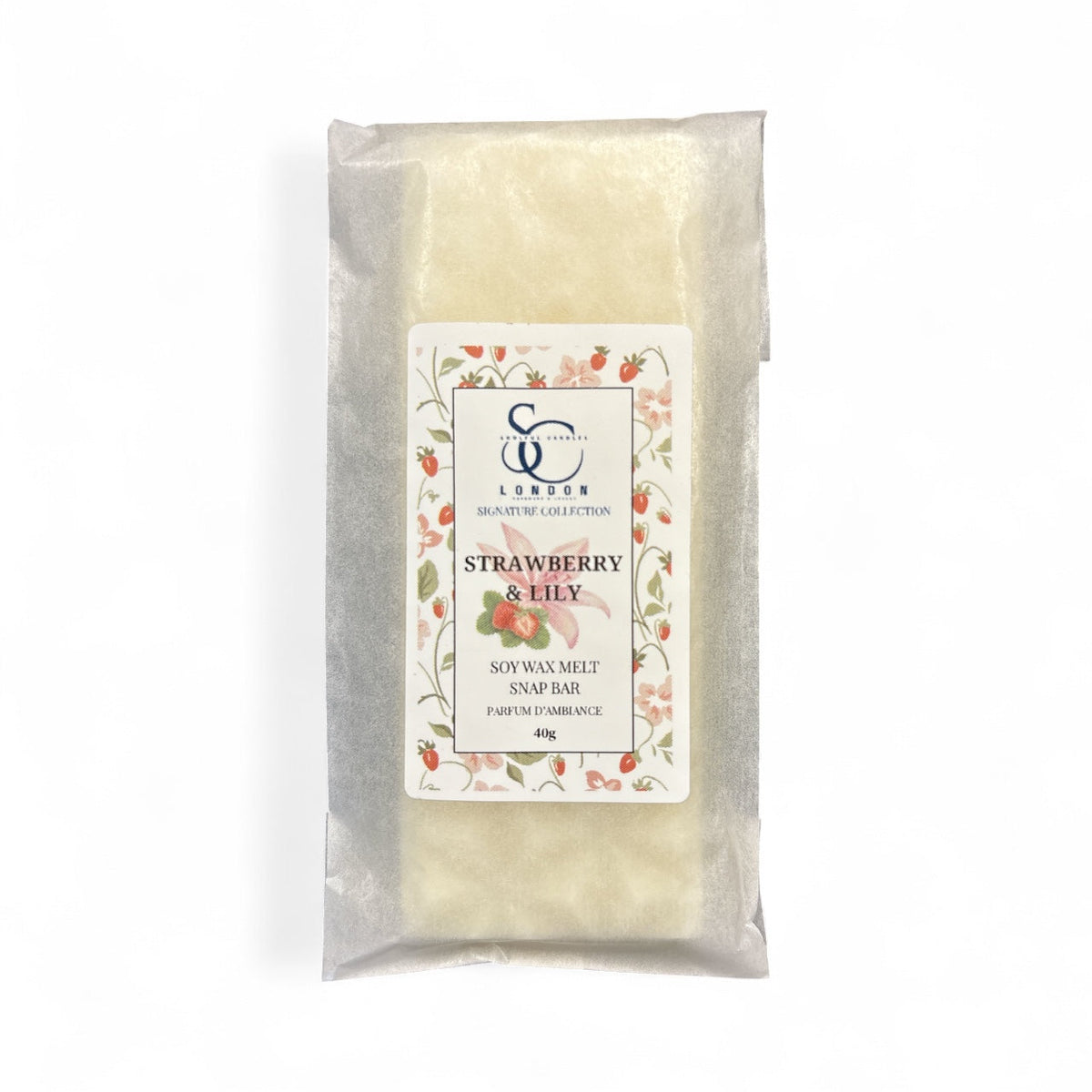 Strawberry &amp; Lily Soy Wax Melt Snap Bar – 40g