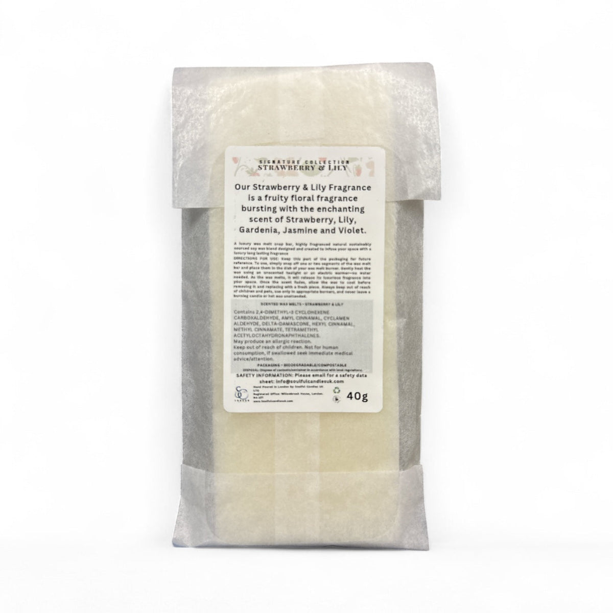 Strawberry &amp; Lily Soy Wax Melt Snap Bar – 40g
