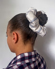 Oversized Striped Silk Scrunchie