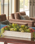 Rectangular Artificial Succulent Arrangement, Natural Planter