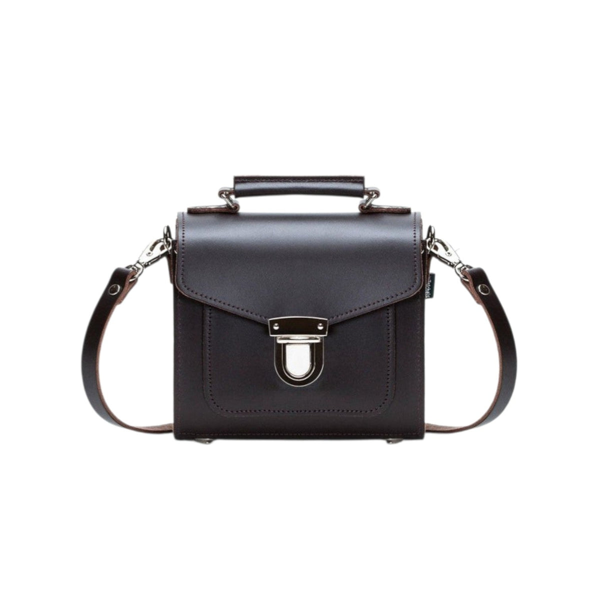 Handmade Leather Sugarcube Handbag - Dark Brown