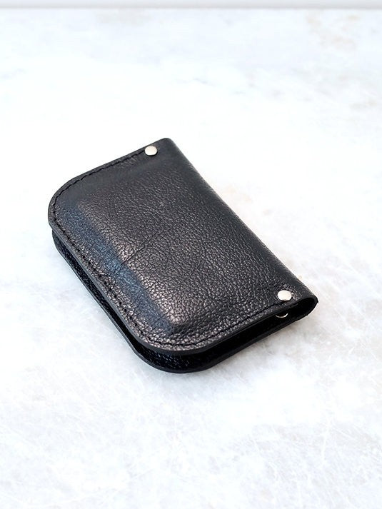 Black Textured Leather Card Wallet