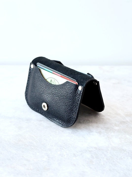 Black Textured Leather Card Wallet