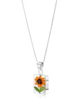 Sunflower Rectangle Pendant Necklace