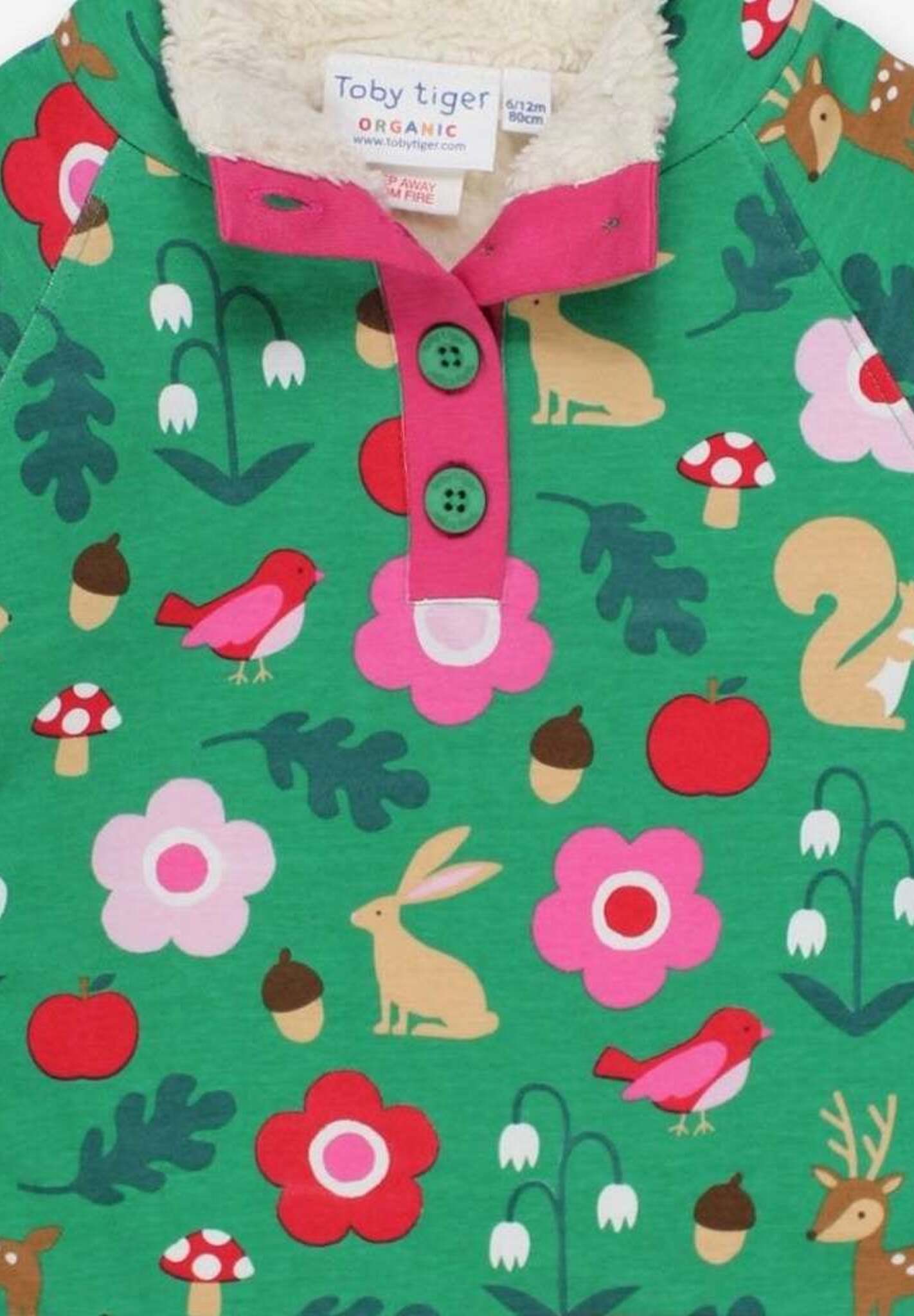 Cozy Organic Cotton Kids Sweatshirt with Fun Forest Animal Print and Fleece Lining for Winter Warmth by Toby Tiger at brixbailey.com