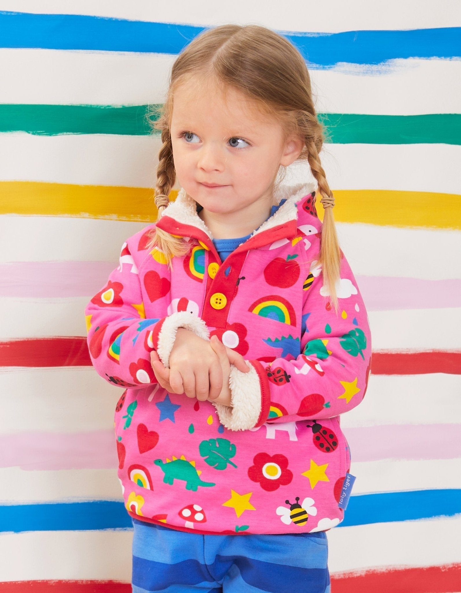 Cozy Organic Cotton Fleece-Lined Kids Sweatshirt with Pockets and Unique Toby Tiger Design by Toby Tiger at brixbailey.com