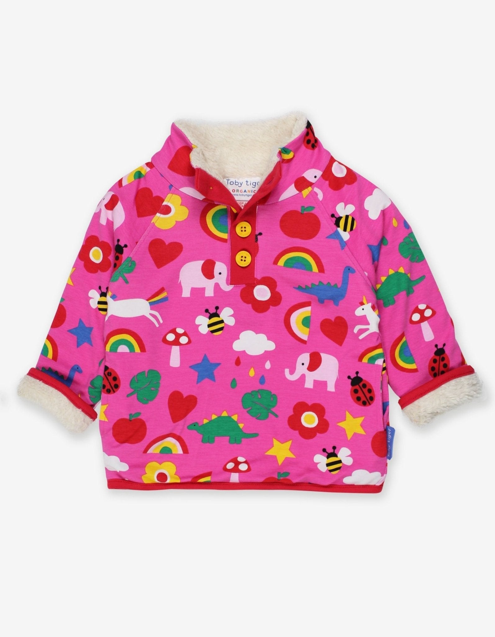 Cozy Organic Cotton Kids Fleece-Lined Sweatshirt with Pockets and Toby Tiger Design by Toby Tiger at brixbailey.com
