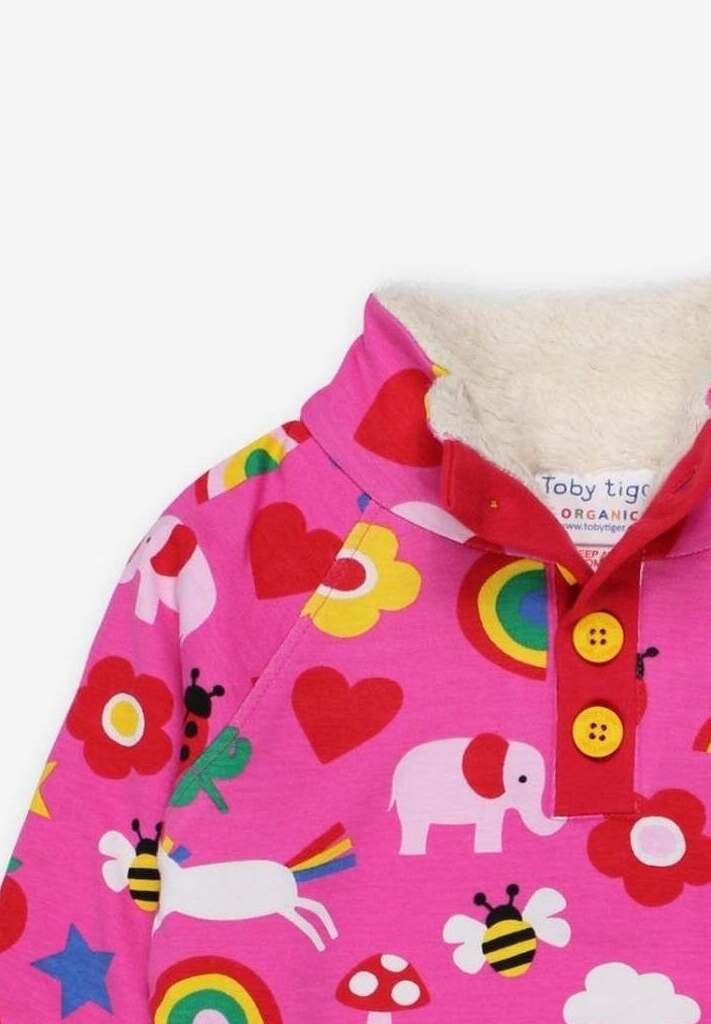 Cozy Organic Cotton Fleece-Lined Kids Sweatshirt with Pockets and Toby Tiger Design by Toby Tiger at brixbailey.com
