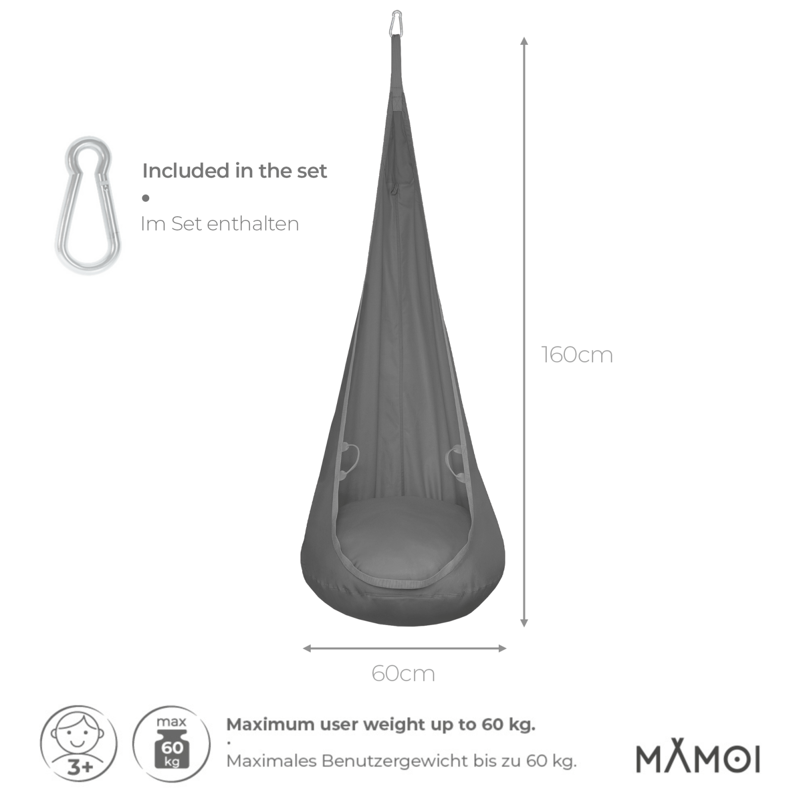 MAMOI® Hängesessel für kinder, Schaukel für kinderzimmer, Hängehöhle, Hängeschaukel, Sensory swing, Schaukeltuch indoor, Hängesack, Tuchschaukel, Babyschaukel, Hängetuch-1