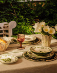 Jemima Linen Tablecloth, Green Stripe