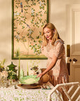 Pretty Meadow Green Floral Cotton Tablecloth