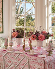 Kensington Bow Pink Cotton Tablecloth with Ric Rac