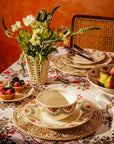 Sommerset Scroll Red Cotton Tablecloth