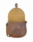 Handmade Tannery Leather Saddle Bag - Tan