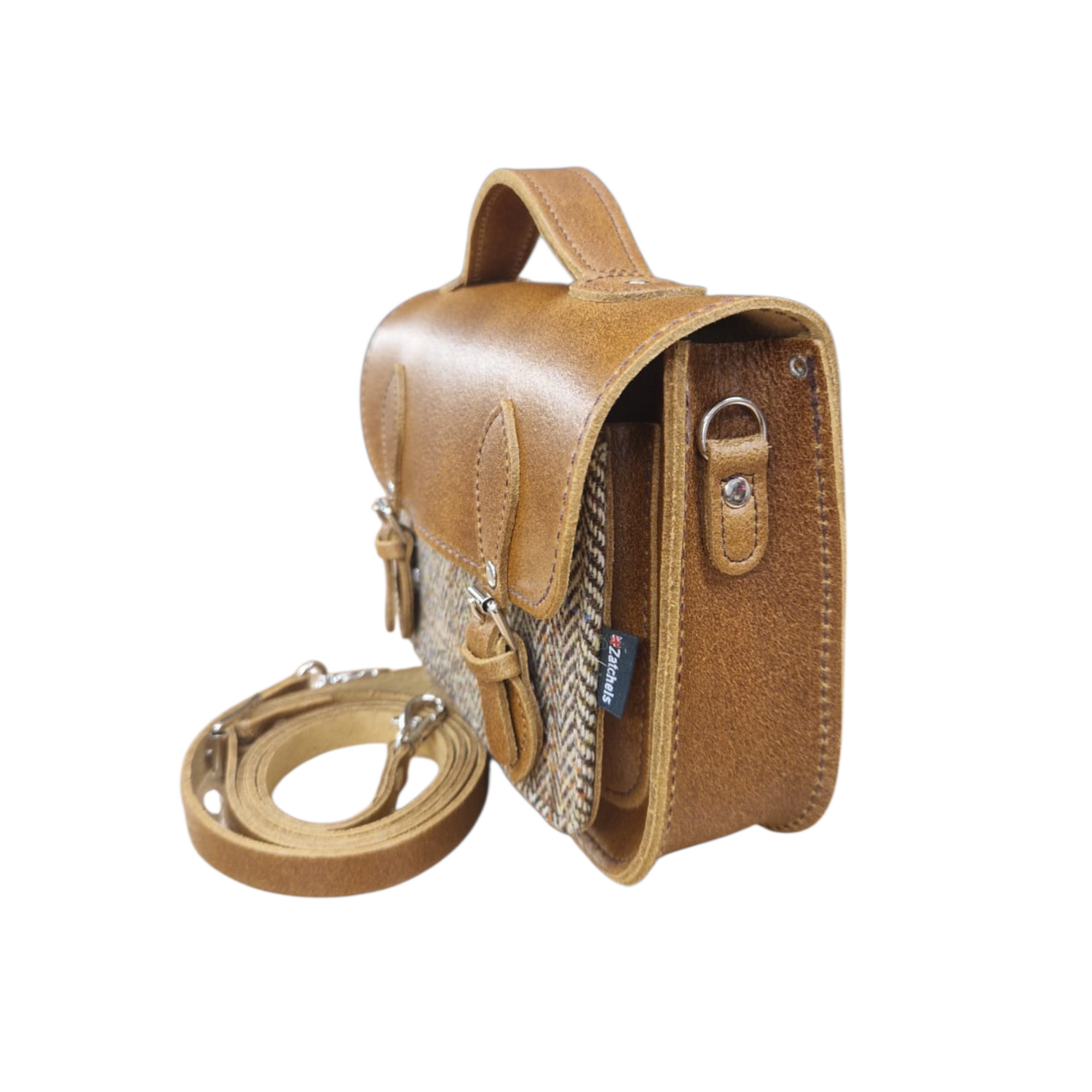 Midi Tannery &amp; Tweed Satchel - Tan
