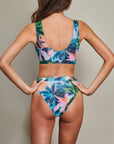 Tan Through Crop Top Bikini Set in Electric Palm