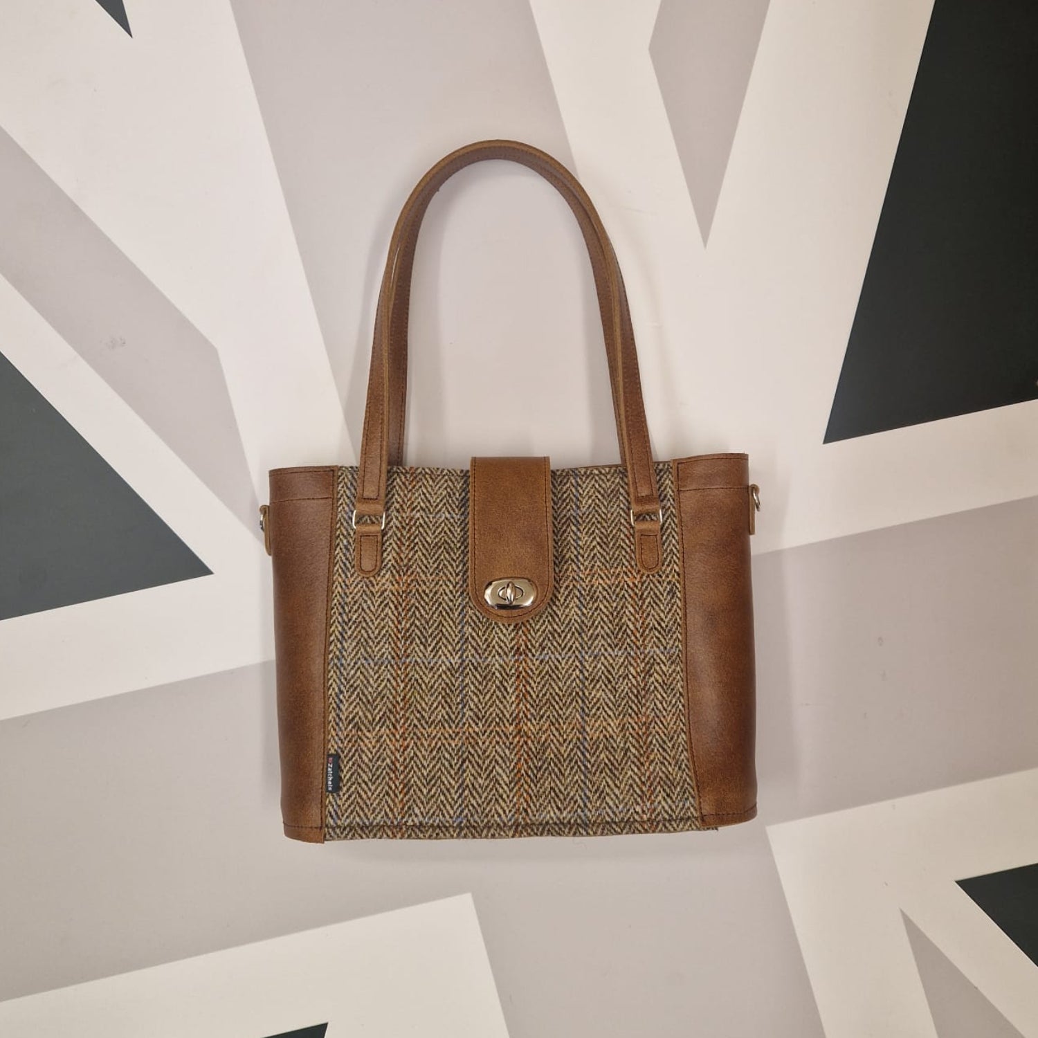 Tannery Tweed &amp; Leather Mini Twist Lock Shopper Bag - Tan