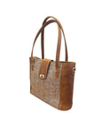 Tannery Tweed & Leather Mini Twist Lock Shopper Bag - Tan