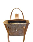 Tannery Tweed & Leather Mini Twist Lock Shopper Bag - Tan