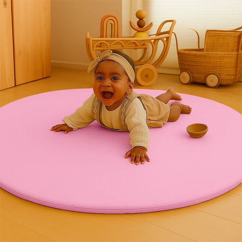 tapis eveil coton bio papate rose bebe