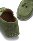 Tasselled Driving Loafers, safari green suede
