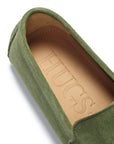 Tasselled Driving Loafers, safari green suede