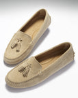Women's Tasselled Driving Loafers, taupe suede