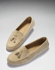 Women's Tasselled Driving Loafers, taupe suede