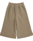 Taupe Cotton Corduroy Ruffle Hem Trousers for Children