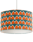 Teal and Orange Drum Lampshade, Geometric Arches Design Shade for Table, Floor or Ceiling Pendant Light