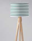 Teal and White Drum Lampshade, Geometric Striped Design Shade for Table, Floor or Ceiling Pendant Light