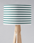 Teal and White Drum Lampshade, Geometric Striped Design Shade for Table, Floor or Ceiling Pendant Light