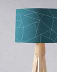 Teal Drum Lampshade, White Geometric Line Design Shade for Table, Floor or Ceiling Pendant Light