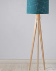 Teal Drum Lampshade, White Geometric Line Design Shade for Table, Floor or Ceiling Pendant Light