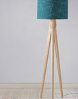 Teal Drum Lampshade, White Geometric Line Design Shade for Table, Floor or Ceiling Pendant Light